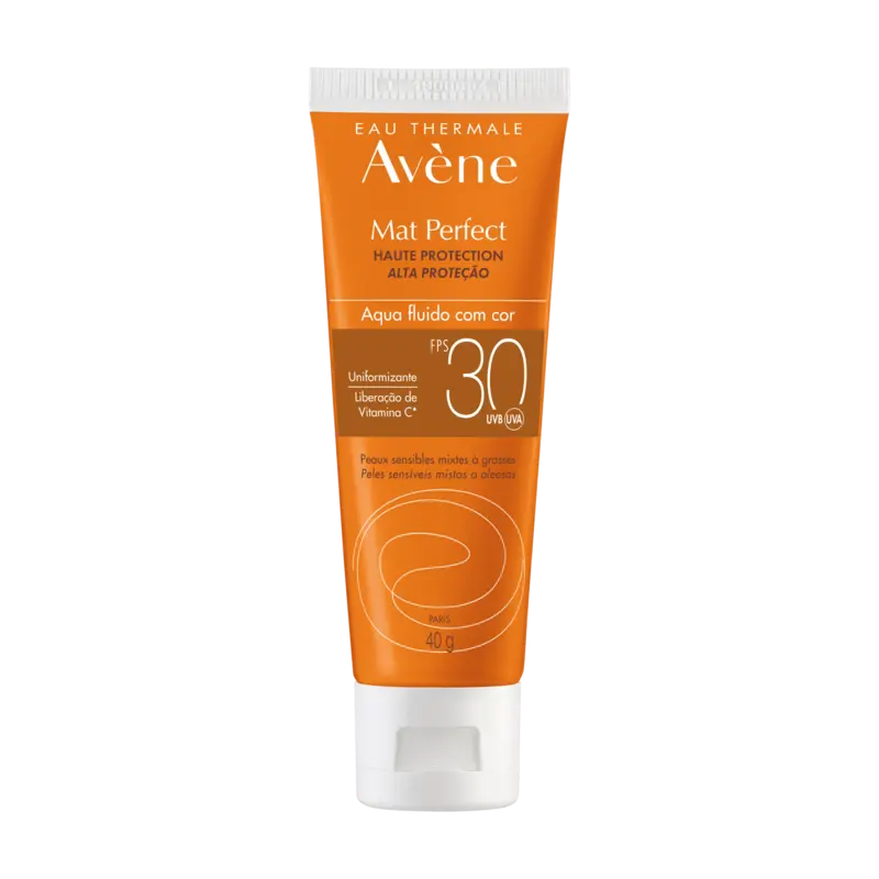Proteção solar – Pele sensível Mat Perfect Aqua Fluido Com Cor FPS 30
